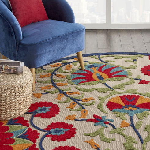 Red and Multicolor Indoor Outdoor Runner Rug